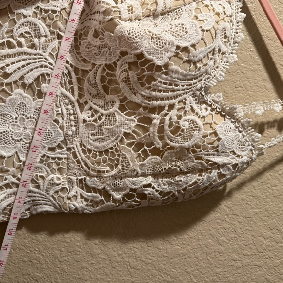 White on Nude Lace Spaghetti Strap Midi Dress Sweetheart Neckline size S - Picture 5 of 6